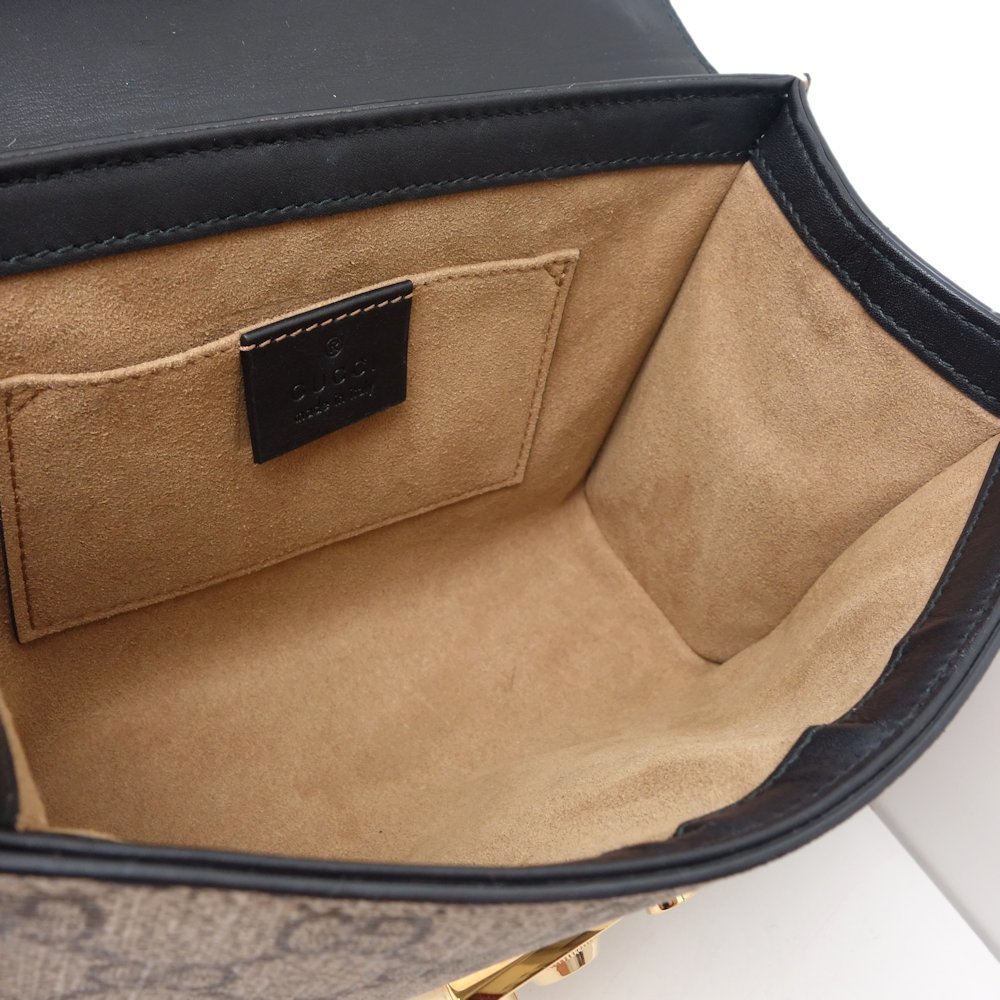 Gucci GG Supreme Padlock Small Chain Bag Black Beige - Picture 7 of 7